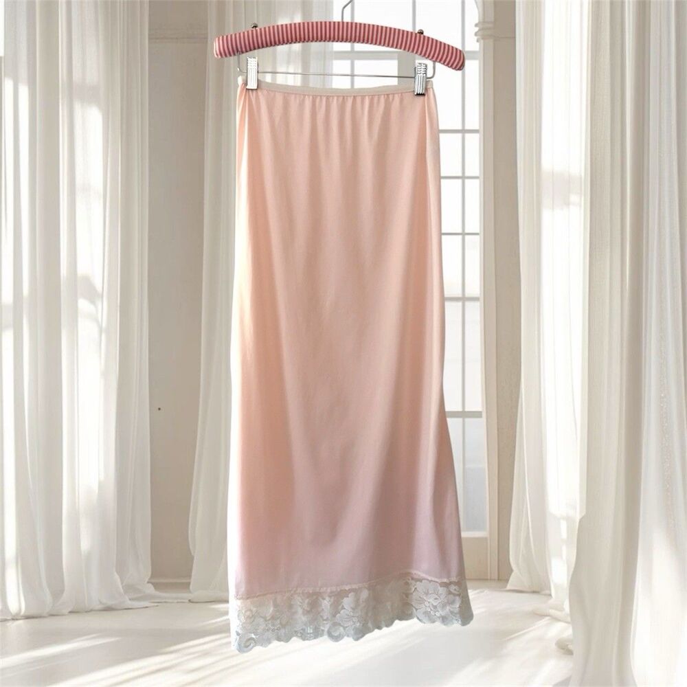 VTG Opalaire Pink Nylon Lace Half Slip Size S